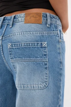 Bethany Baggy Low Rise Jean Blasted Middy Blue