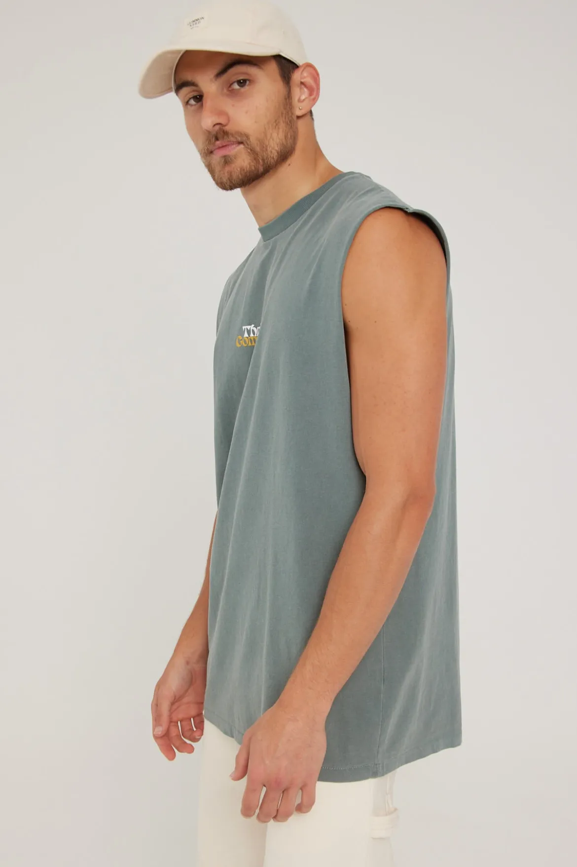 Better Future Puff Print Merch Fit Muscle Tee Scrubs Green