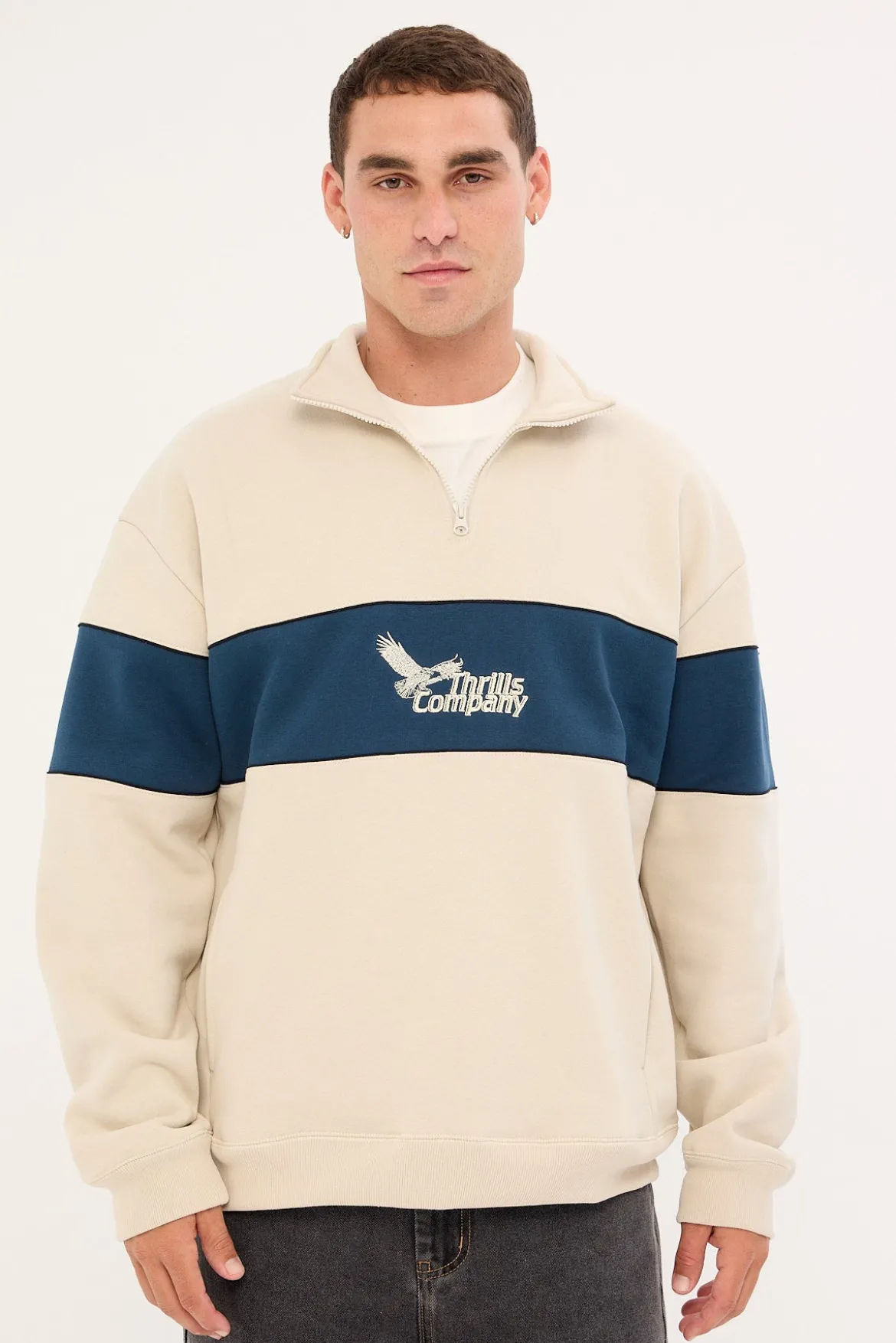 Between Chaos Calm Quarter Zip Fleece Oatmeal