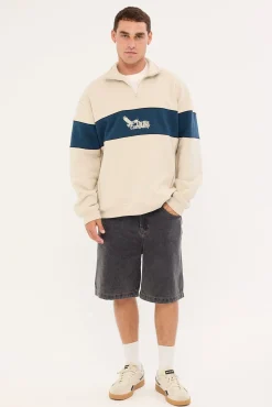 Between Chaos Calm Quarter Zip Fleece Oatmeal