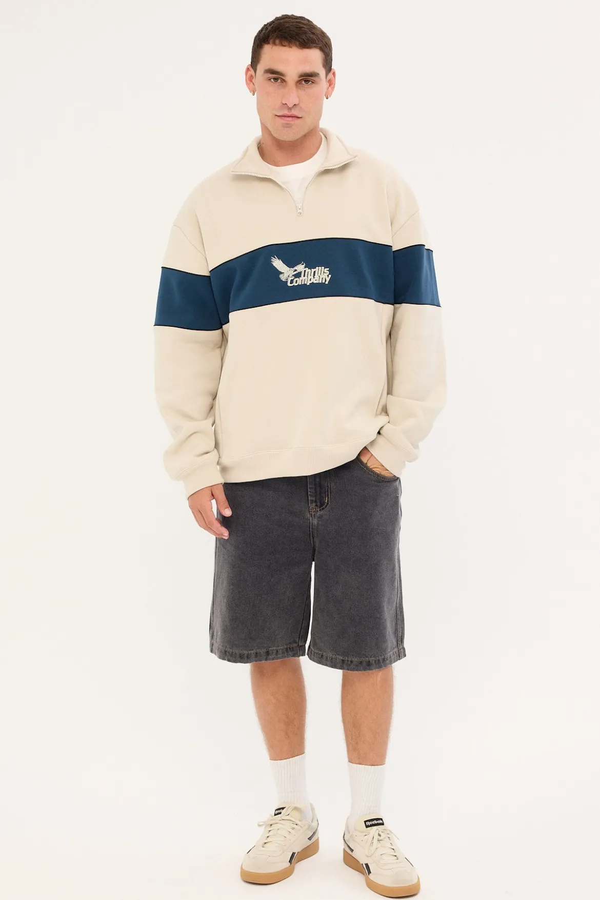 Between Chaos Calm Quarter Zip Fleece Oatmeal