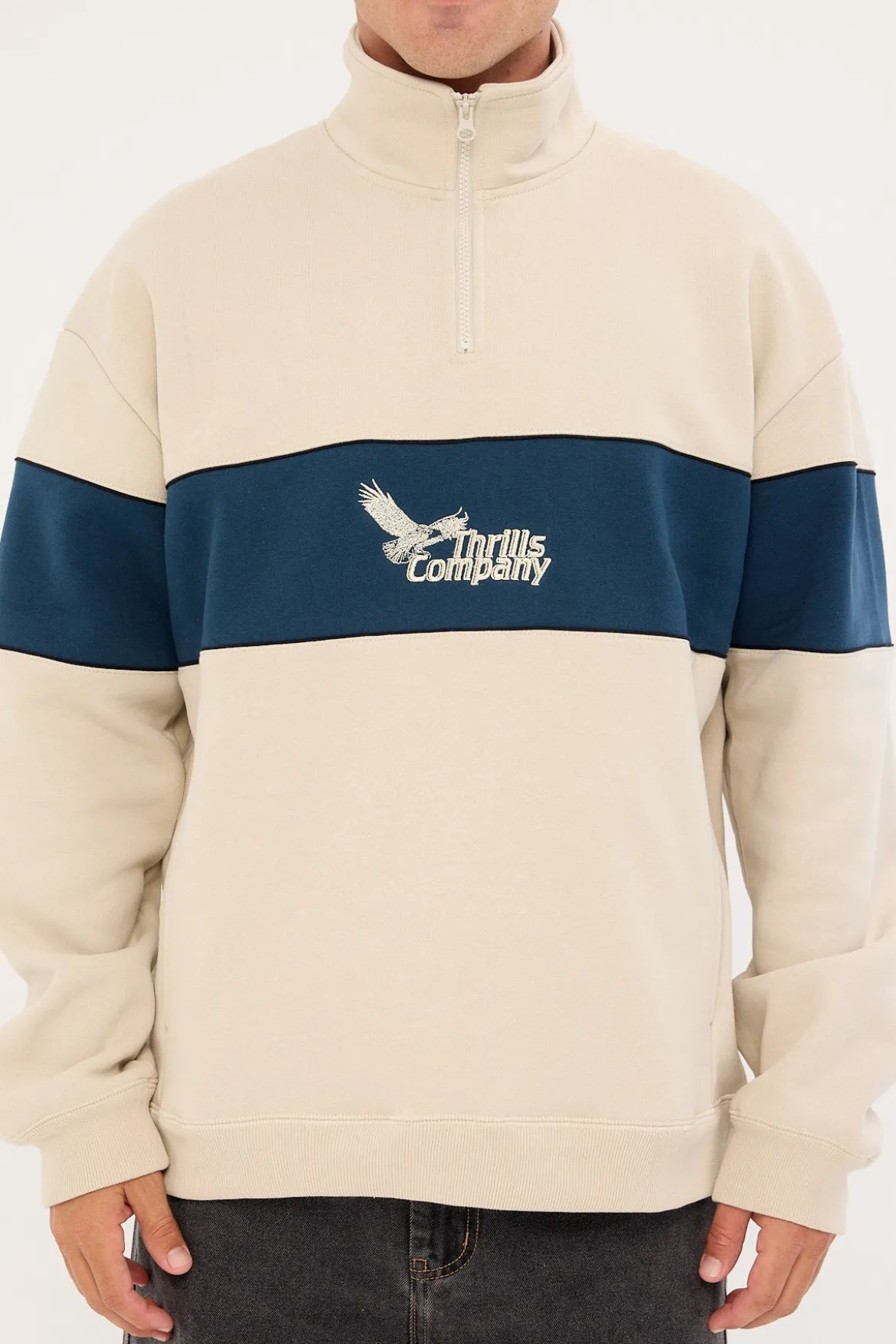 Between Chaos Calm Quarter Zip Fleece Oatmeal