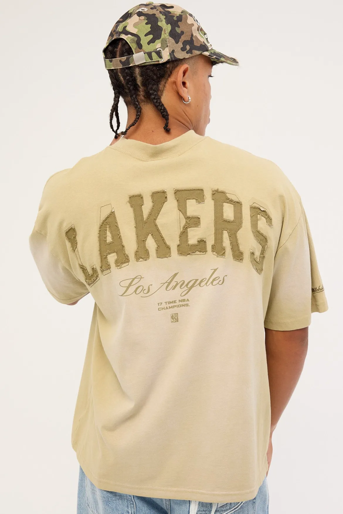 Big Oversized Logo Tee - LA Lakers Gravel Stone