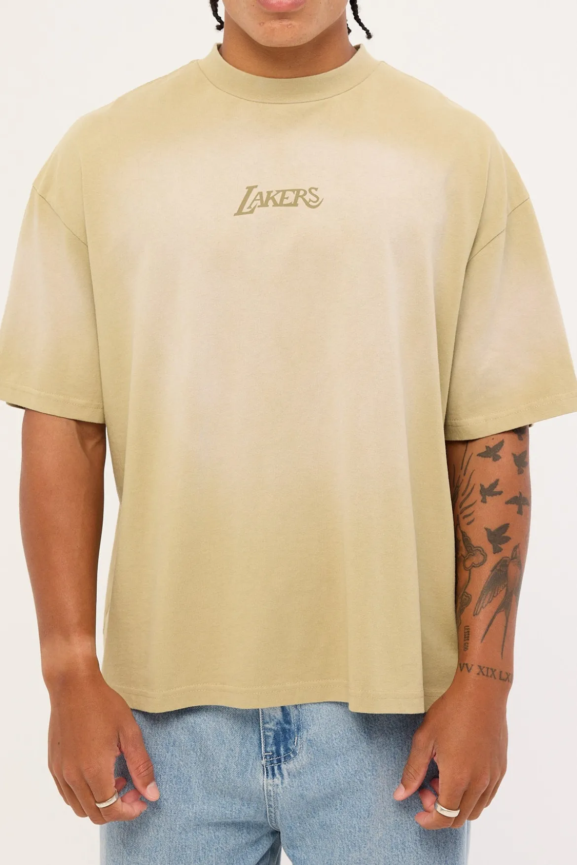 Big Oversized Logo Tee - LA Lakers Gravel Stone