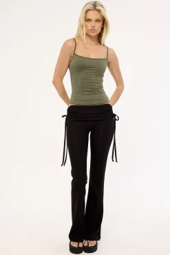 Billie Fold Over Rib Pant Black