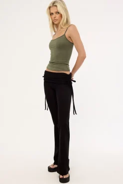 Billie Fold Over Rib Pant Black