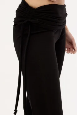 Billie Fold Over Rib Pant Black