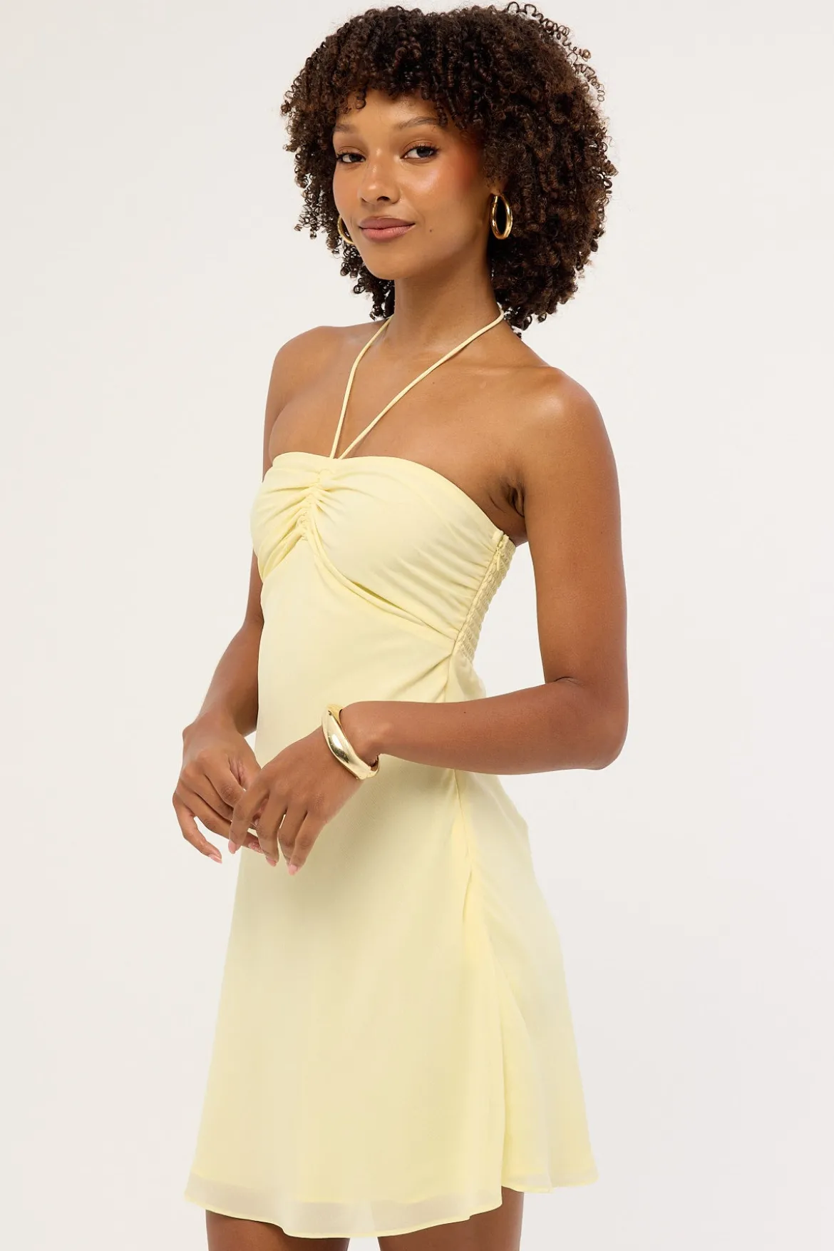 Billie Halter Mini Dress Lemon