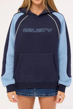 Black Splice Oversized Hooded Fleece Navy/Blue