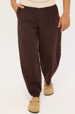 Blanco Canvas Pleated Tailored Trouser Brown