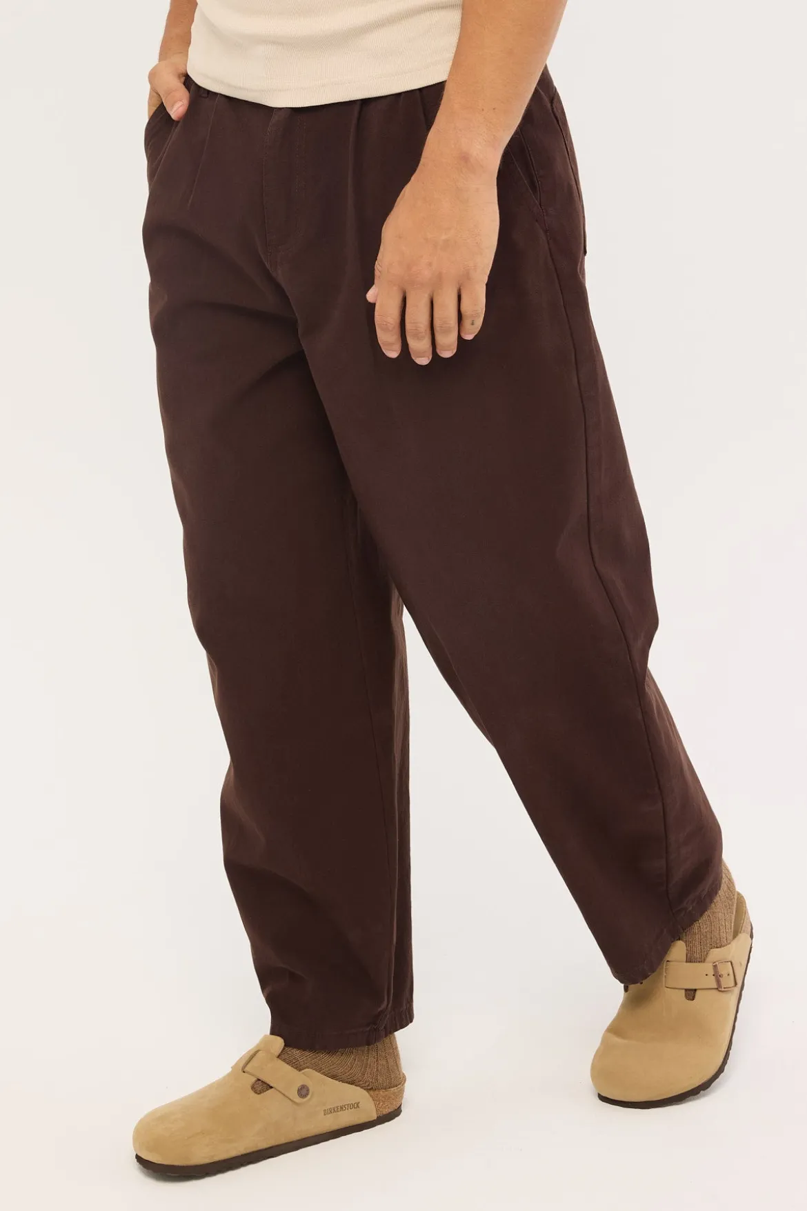 Blanco Canvas Pleated Tailored Trouser Brown