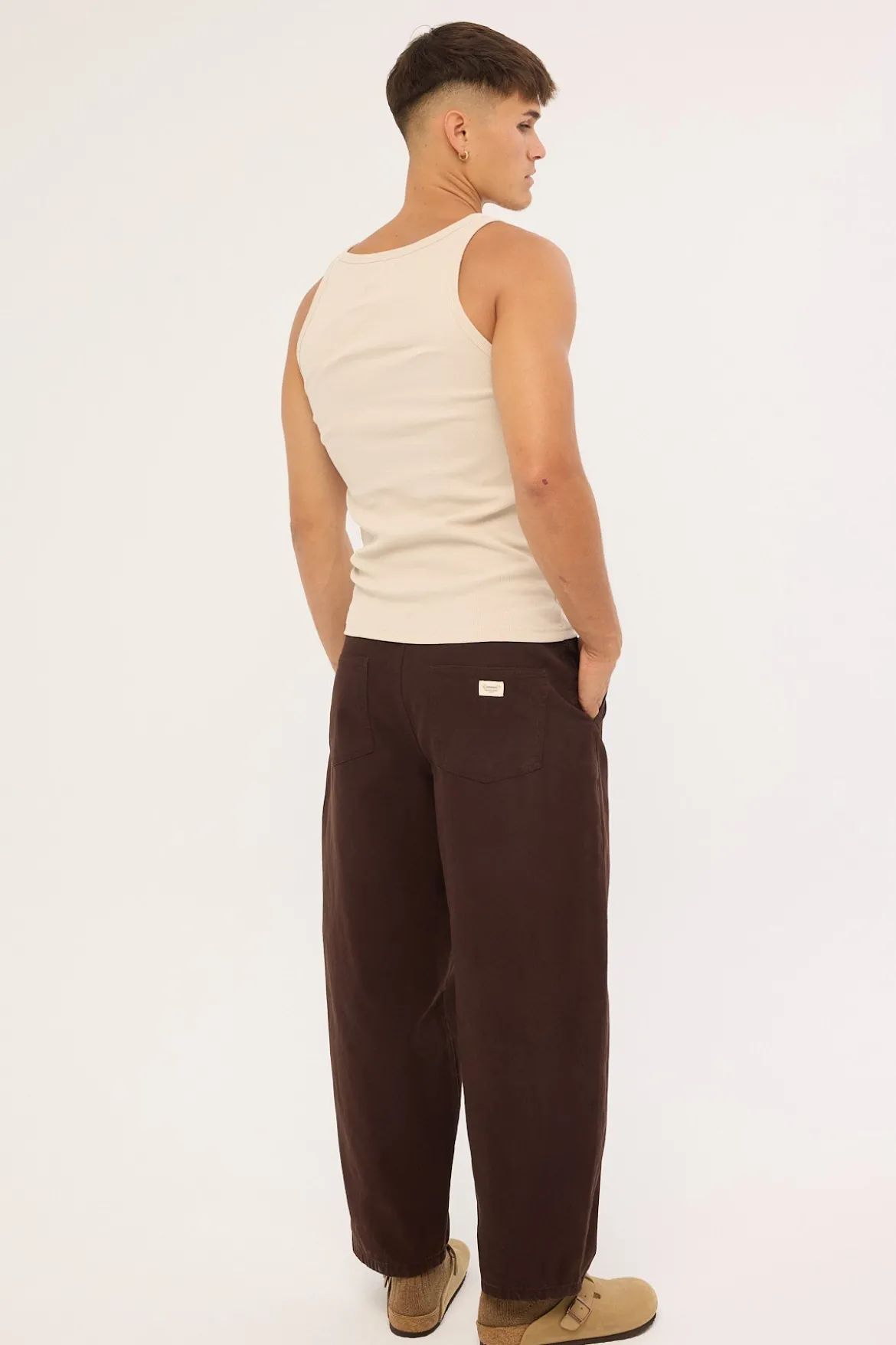 Blanco Canvas Pleated Tailored Trouser Brown