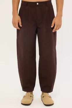 Blanco Canvas Pleated Tailored Trouser Brown