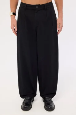 Blanco Linen Pleated Tailored Trouser Black