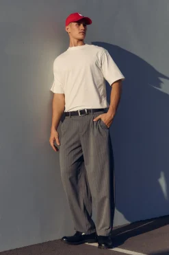 Blanco Pleated Tailored Trouser Grey Pinstripe