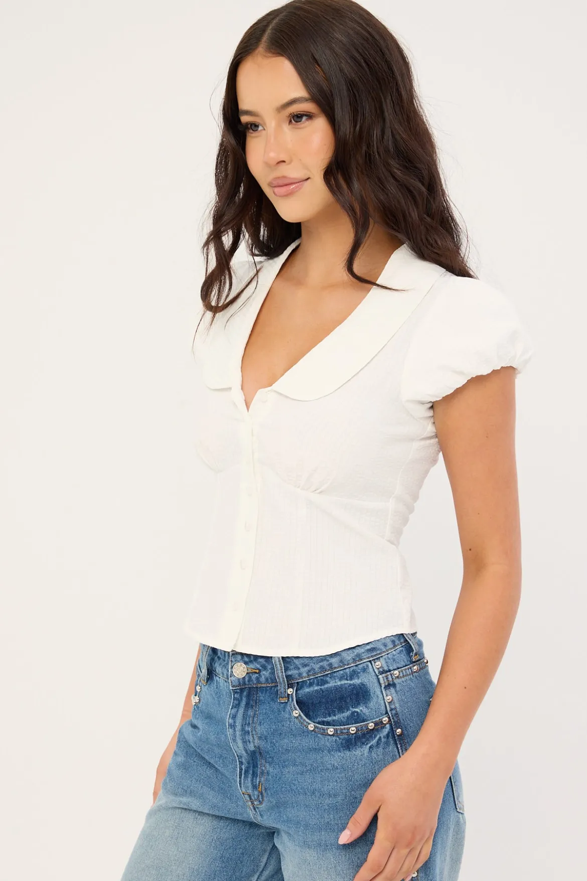 Bliana Short Sleeve Blouse White