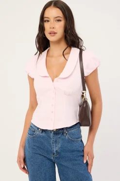 Bliana Short Sleeve Blouse Baby Pink
