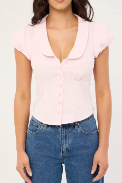 Bliana Short Sleeve Blouse Baby Pink