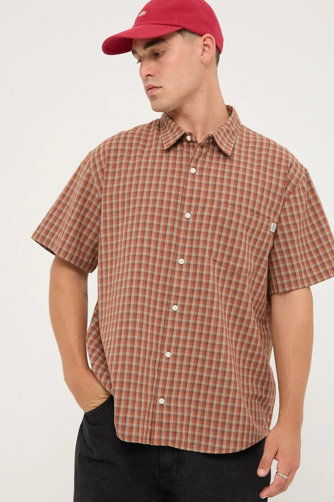Block Check Summer SS Shirt Rust