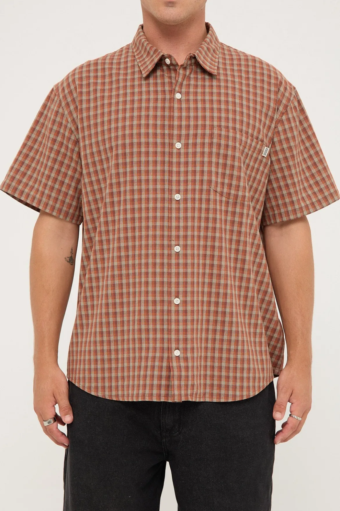 Block Check Summer SS Shirt Rust