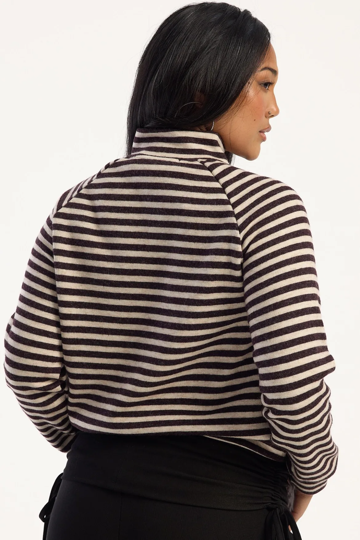 Bloom Knit Jacket Beige/Chocolate Stripe