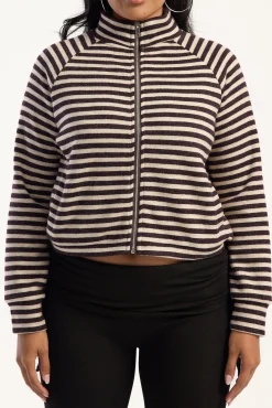 Bloom Knit Jacket Beige/Chocolate Stripe