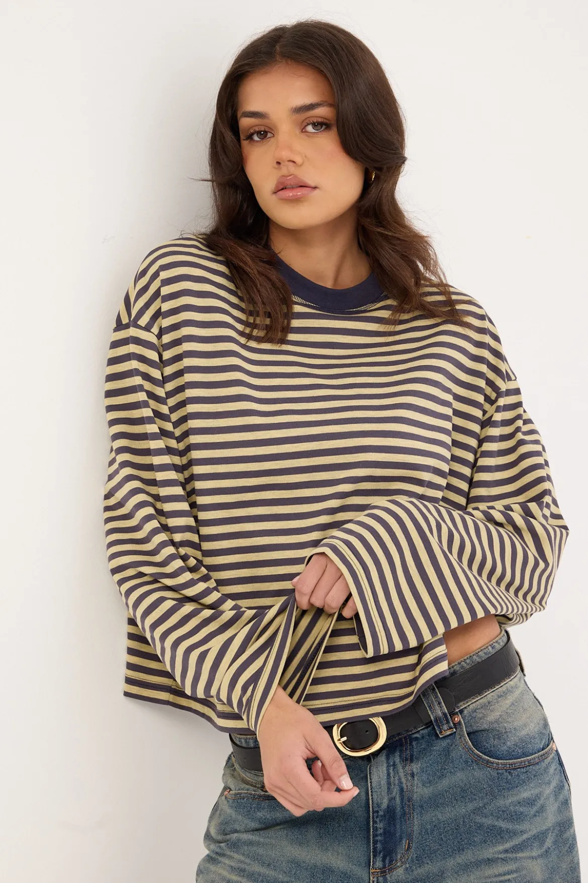 Bloom Long Sleeve Beige Stripe