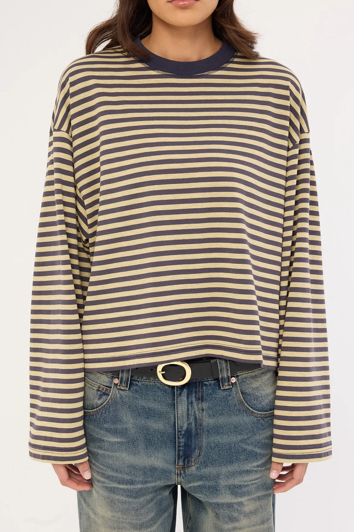 Bloom Long Sleeve Beige Stripe