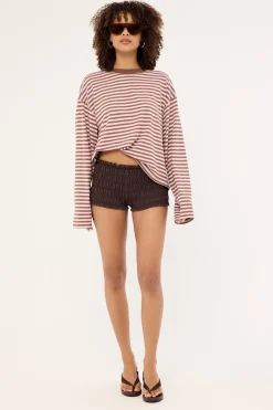Bloom Long Sleeve Chocolate Blush Stripe