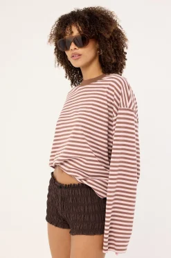 Bloom Long Sleeve Chocolate Blush Stripe