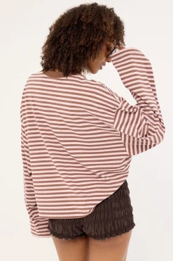 Bloom Long Sleeve Chocolate Blush Stripe
