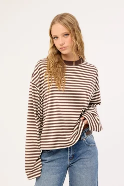 Bloom Long Sleeve Dark Chocolate Stripe