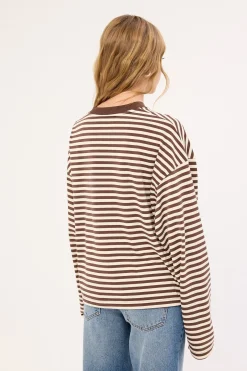 Bloom Long Sleeve Dark Chocolate Stripe