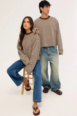 Bloom Long Sleeve Dark Chocolate Stripe