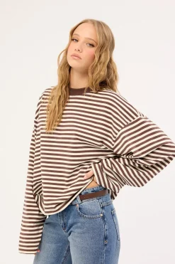 Bloom Long Sleeve Dark Chocolate Stripe
