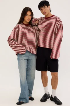 Bloom Long Sleeve Wine Stripe