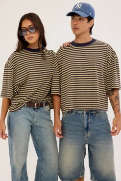 Bloom Short Sleeve Beige Stripe