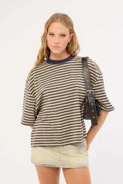 Bloom Short Sleeve Beige Stripe