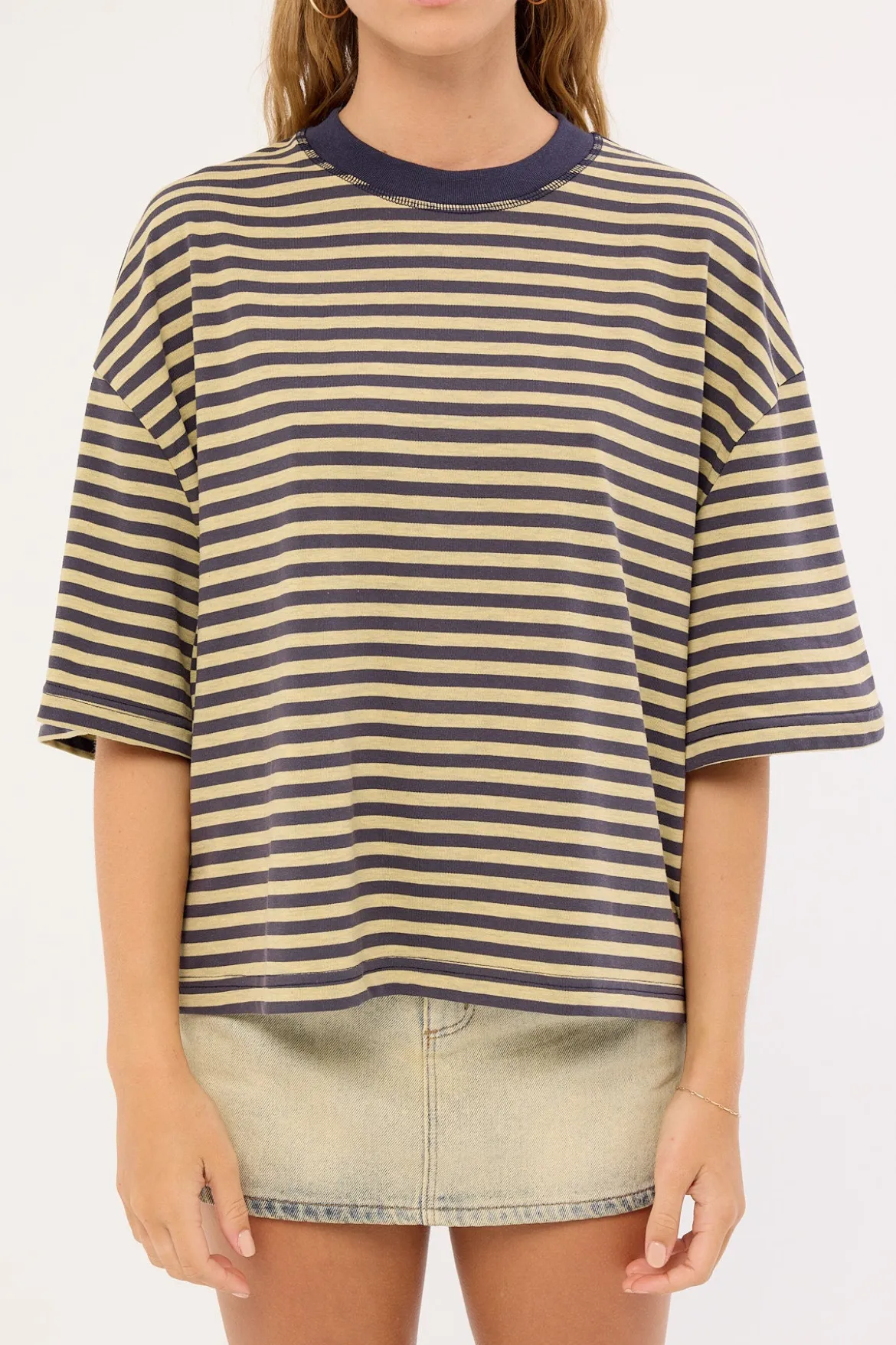 Bloom Short Sleeve Beige Stripe