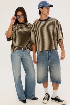 Bloom Short Sleeve Beige Stripe