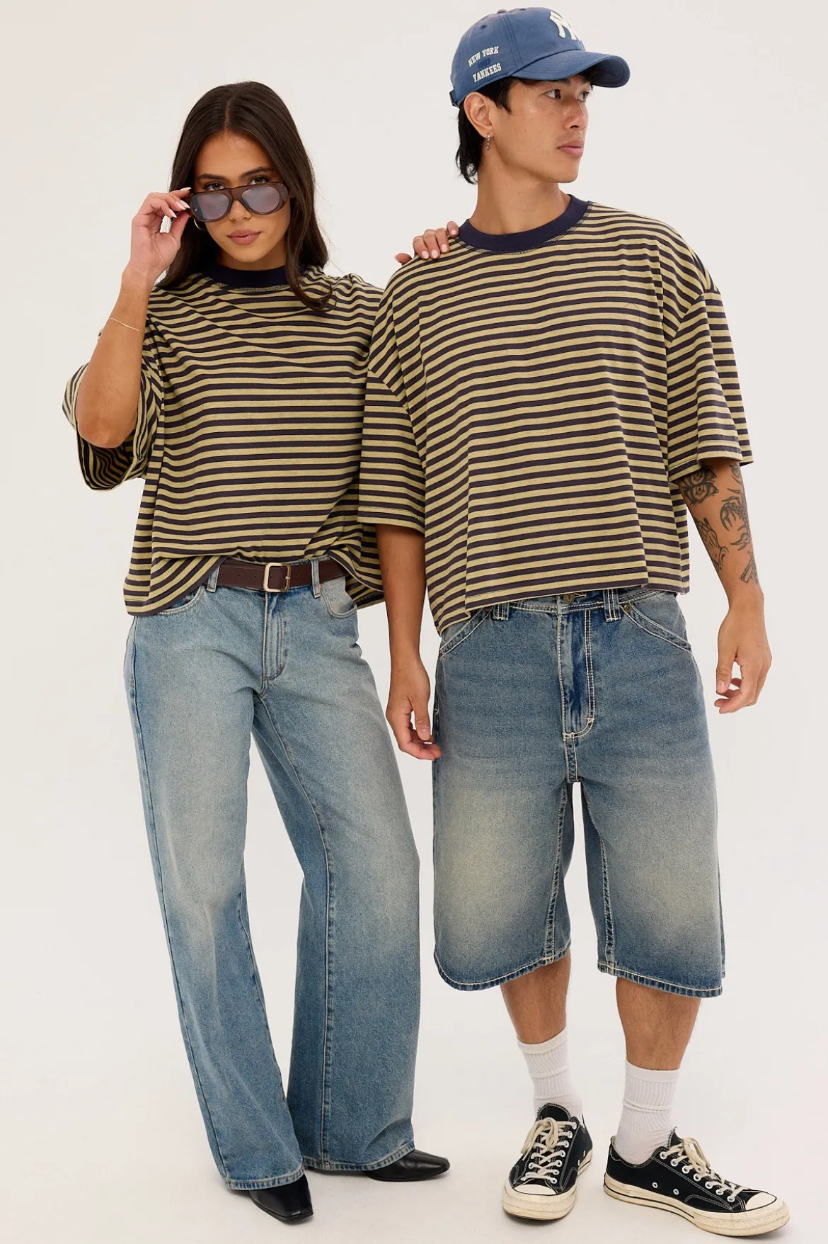 Bloom Short Sleeve Beige Stripe