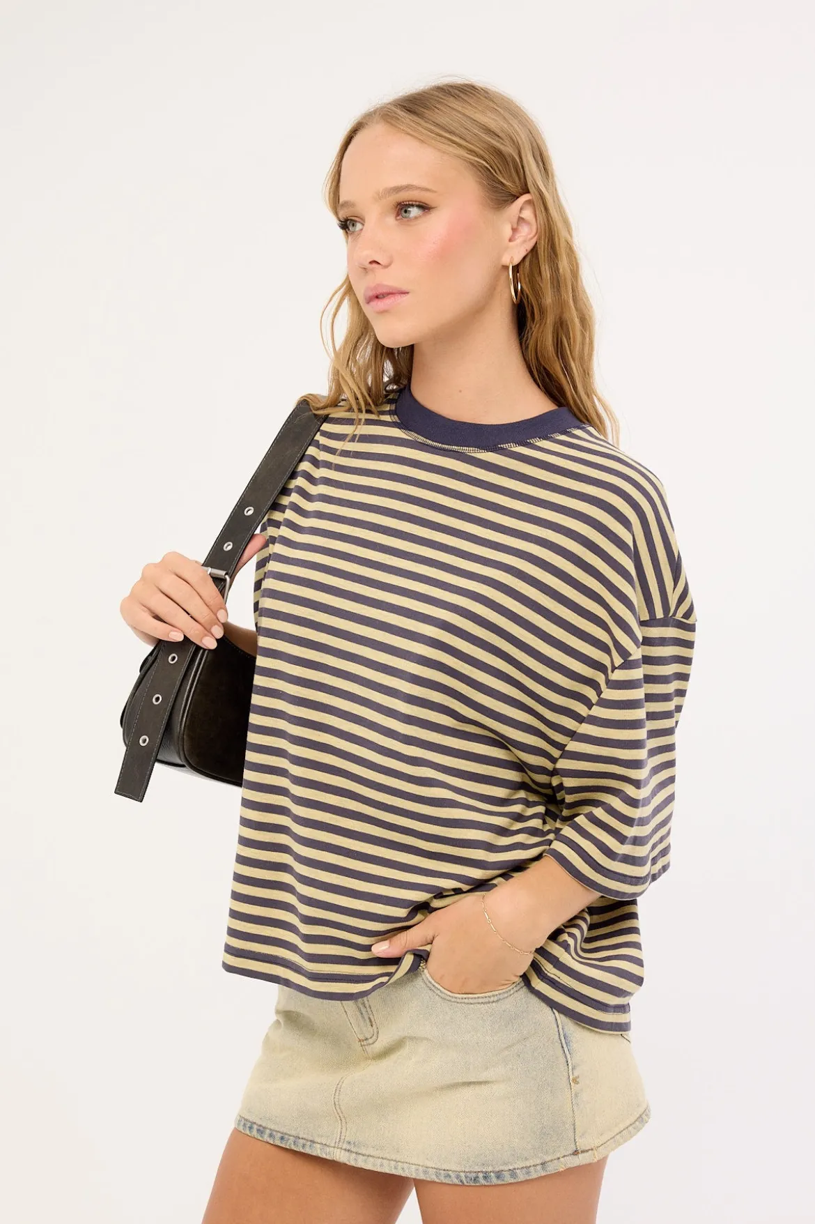 Bloom Short Sleeve Beige Stripe