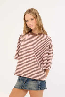 Bloom Short Sleeve Chocolate Blush Stripe