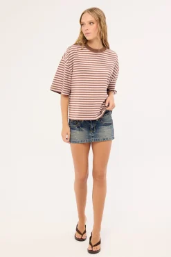 Bloom Short Sleeve Chocolate Blush Stripe