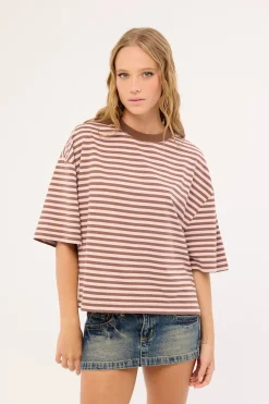 Bloom Short Sleeve Chocolate Blush Stripe