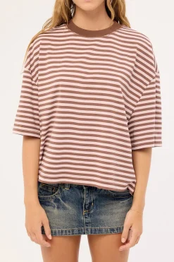 Bloom Short Sleeve Chocolate Blush Stripe