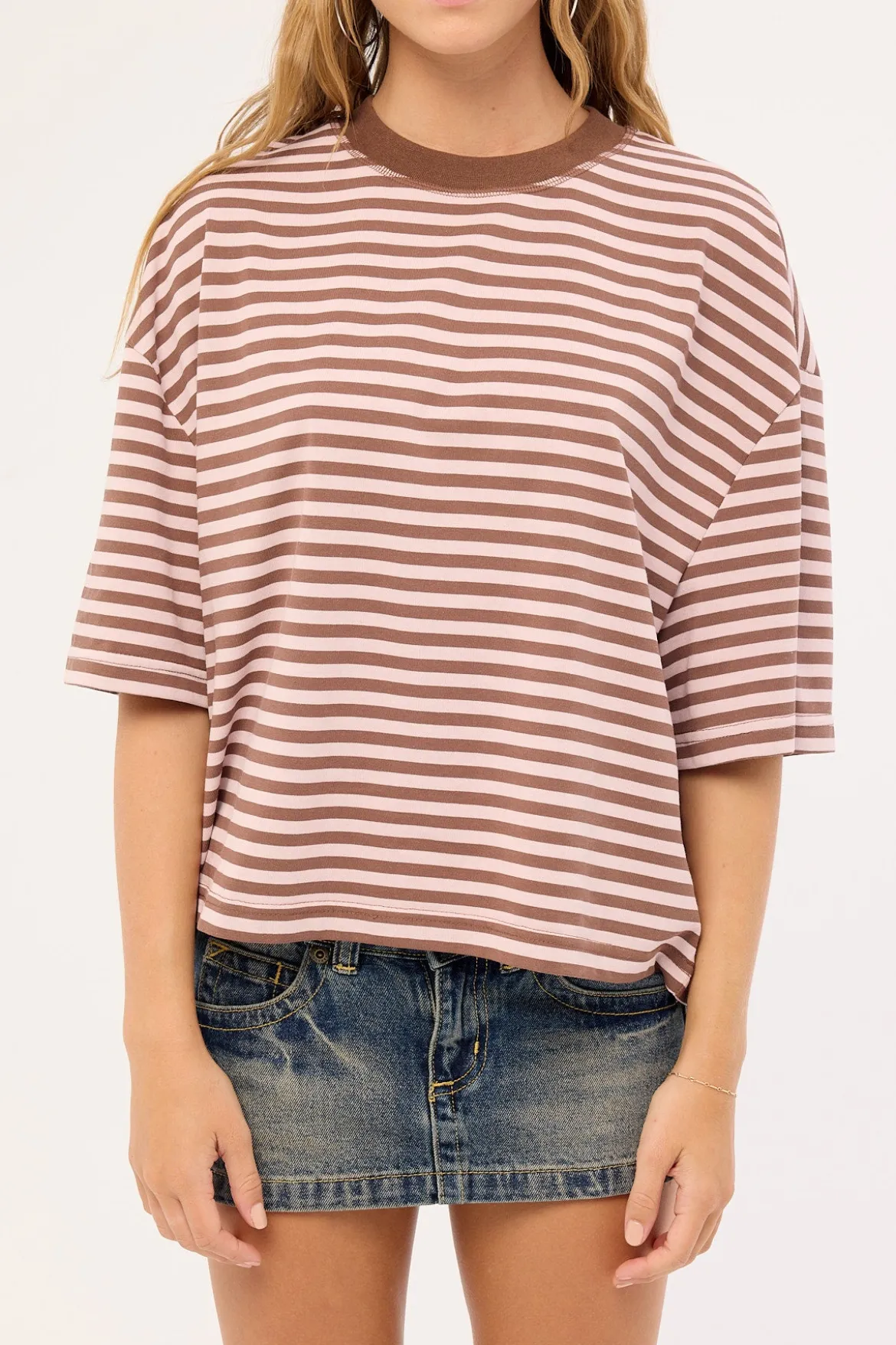 Bloom Short Sleeve Chocolate Blush Stripe