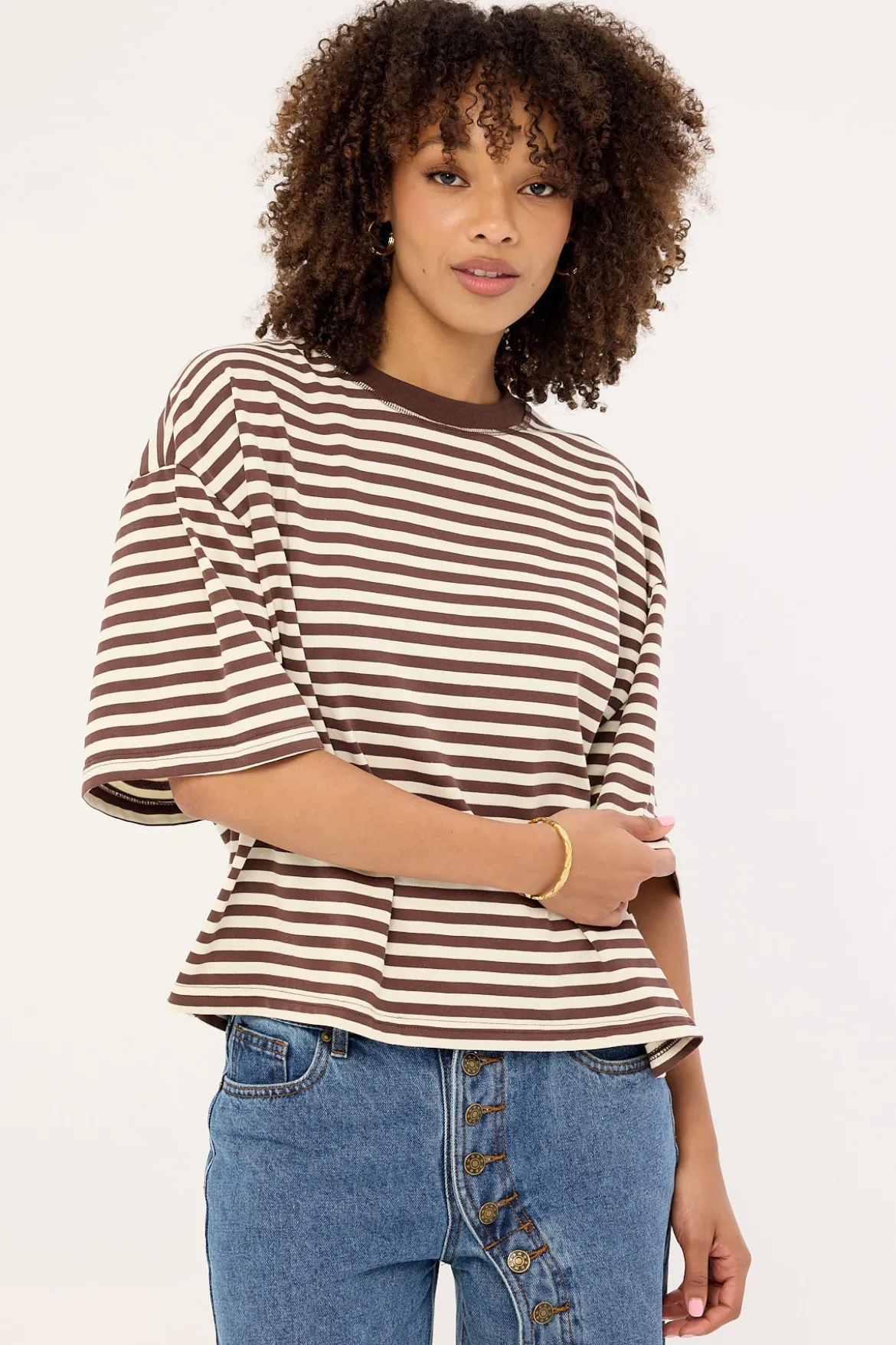 Bloom Short Sleeve Dark Chocolate Stripe