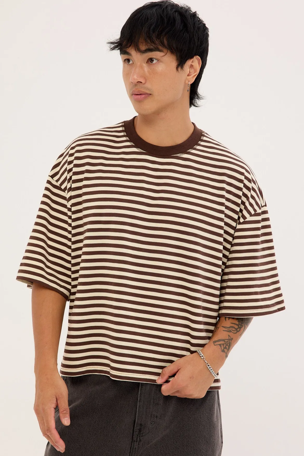 Bloom Short Sleeve Dark Chocolate Stripe