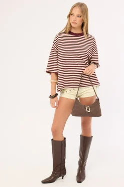Bloom Short Sleeve Plum Stripe